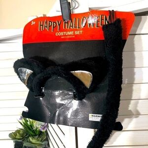 Black Cat Costume Set Ears and Tail Halloween One Size